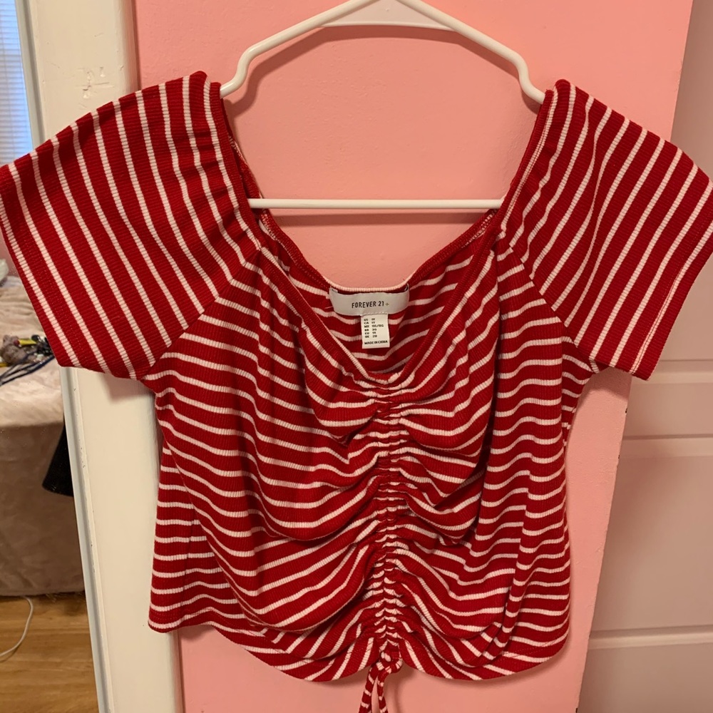 Forever 21 red striped crop top